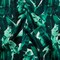 1 Yard Silk Charmeuse Fabric Dark Teal and Mint Green Tropical Leaves 44 inch Width